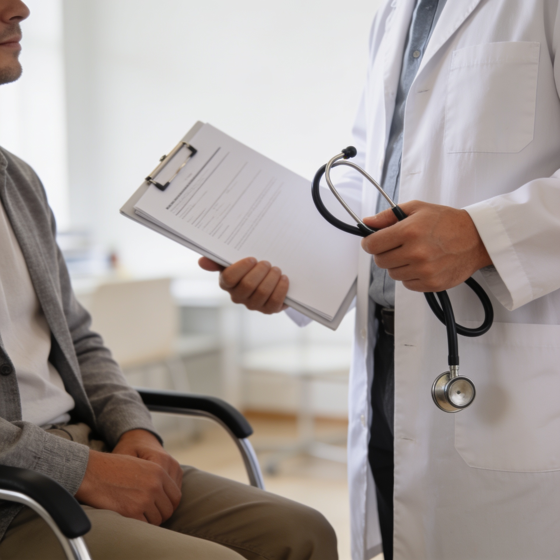 Profesional sanitario con documentación clínica